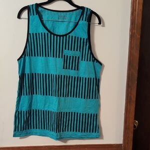 Blue and Black Striped Tank Top